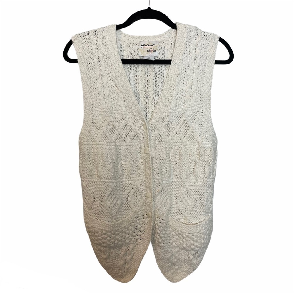 Hand knit New York Style Knit Button Front Top / Vest
